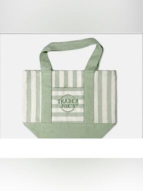 Trader Joe's Striped Mini Tote Bags 2026 Mint/Sage
